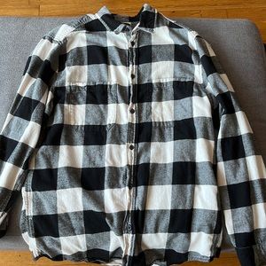 H & M Black and White flannel regular fit (medium)